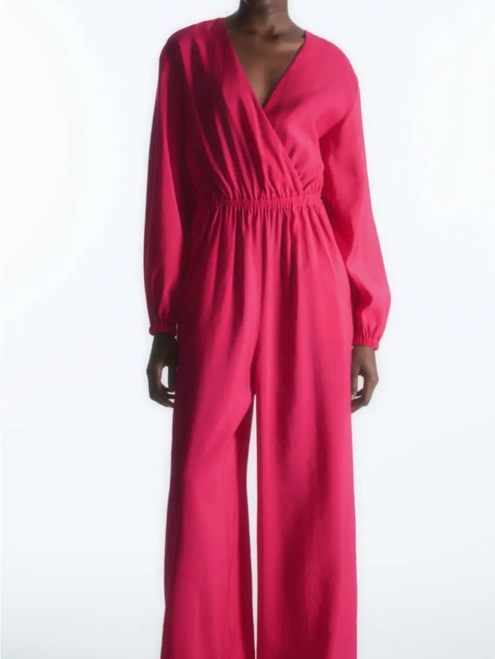 NWT COS open back wide leg hot pick Fuchsia Wrap Jumpsuit